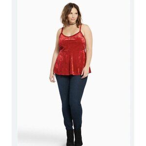 Torrid Red Velvet Peplum Tank Top Women 5X